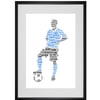 Personalised Football Footballer Blue Design Word Art Gifts 