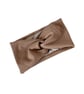 Camel Beige Satin Lined Twisted Headband Wide Brushed Knit Jersey Head Wrap