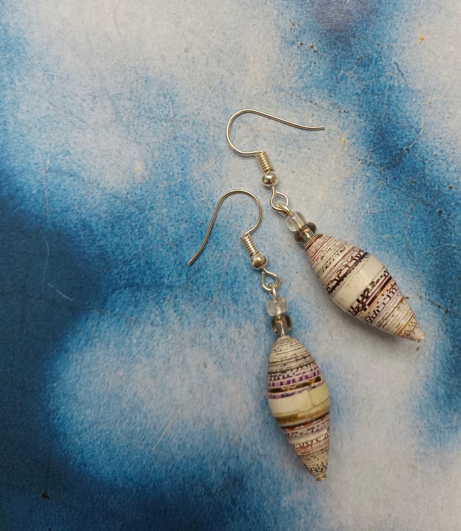 Handmade Curled Paper Beaded Earrings