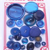 22 Vintage Electric Blue Buttons