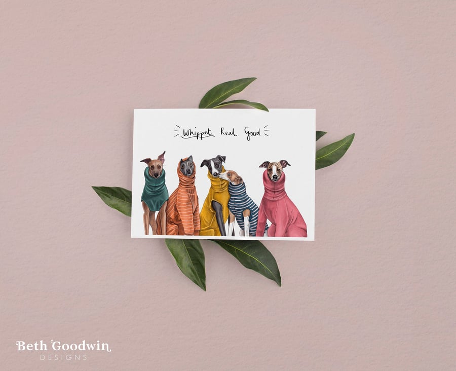Whippet Real Good Card - Whippet Birthday Card for dog Lovers