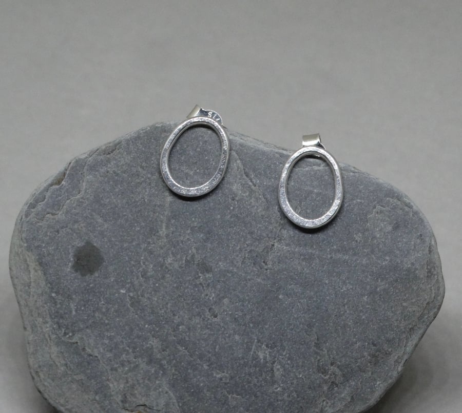 Silver pebble stud earrings - recycled sterling silver