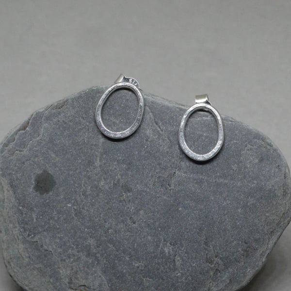 Silver pebble stud earrings - recycled sterling silver