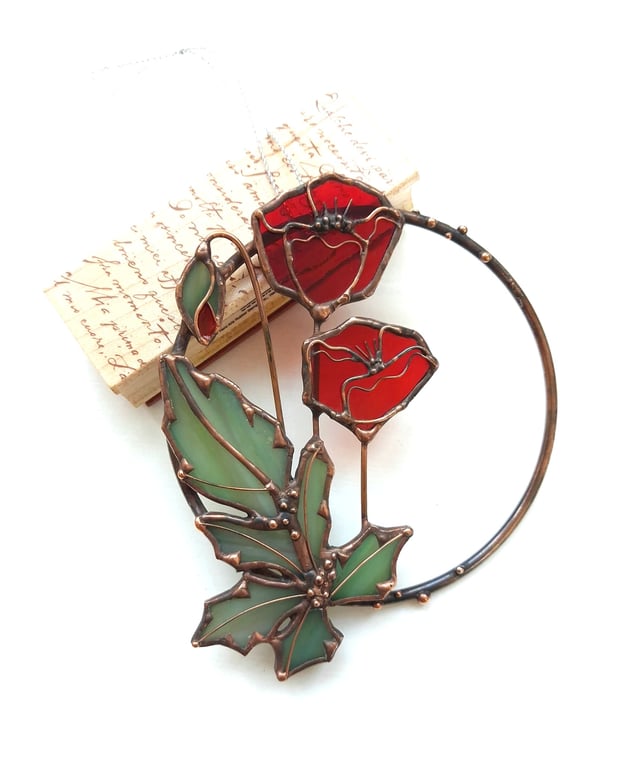 Stained Glass Poppy Ring - Summer Seconds