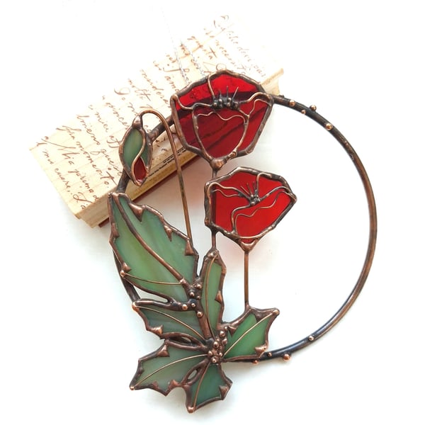 Stained Glass Poppy Ring - Summer Seconds