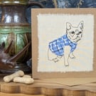 Pug - blank card - handmade stitched dog card, birthday, greetings card