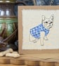 Pug - blank card - handmade stitched dog card, birthday, greetings card