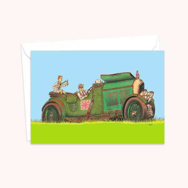 Bentley Boys Greeting Card: Nostalgic Illustration of Past Times (311)