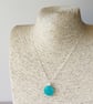 Aqua frosted glass pendant with chain - Image 3