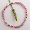 Dusky Mauve Pearl, Swarovski Crystal and Lilac Lepidolite Bracelet - Free UK P&P