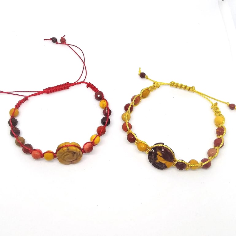 Australian Mookite Gemstone Macrame Adjustable Cord Boho Bracelet 6-8inch