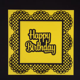 Happy Birthday Greeting Card - Yellow and Black