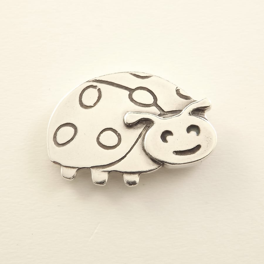 Ladybird Tie Pin, Silver Wildlife Gift for Men, Handmade Nature Jewellery