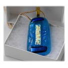 Dichroic Glass Pendant 129 Turquoise Glitter Strip with gold plated chain