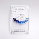 Lampwork Stitch Markers - Blue Gradient