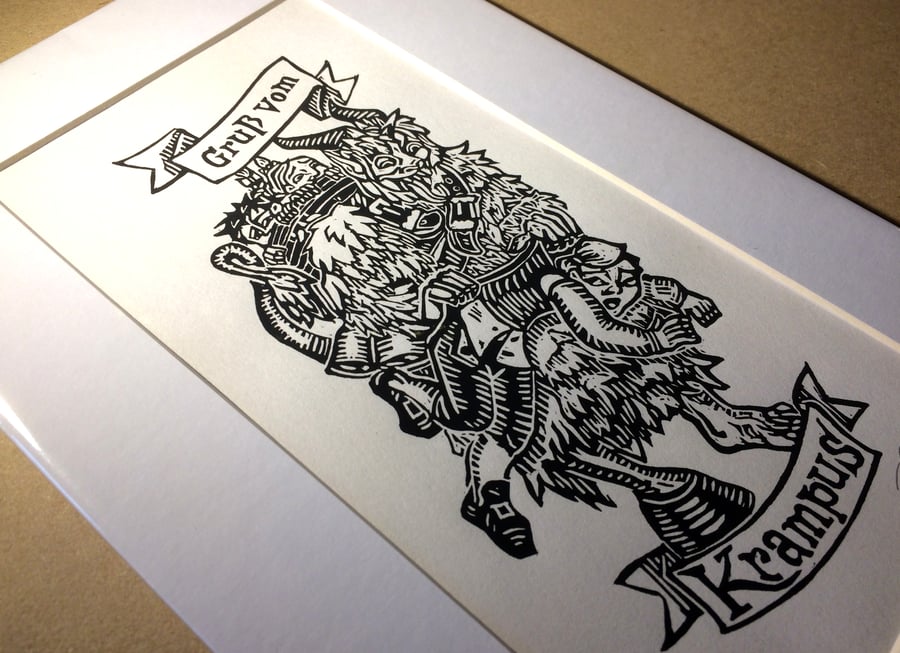 Season's Beatings - Limited Edition - Krampus Linoprint