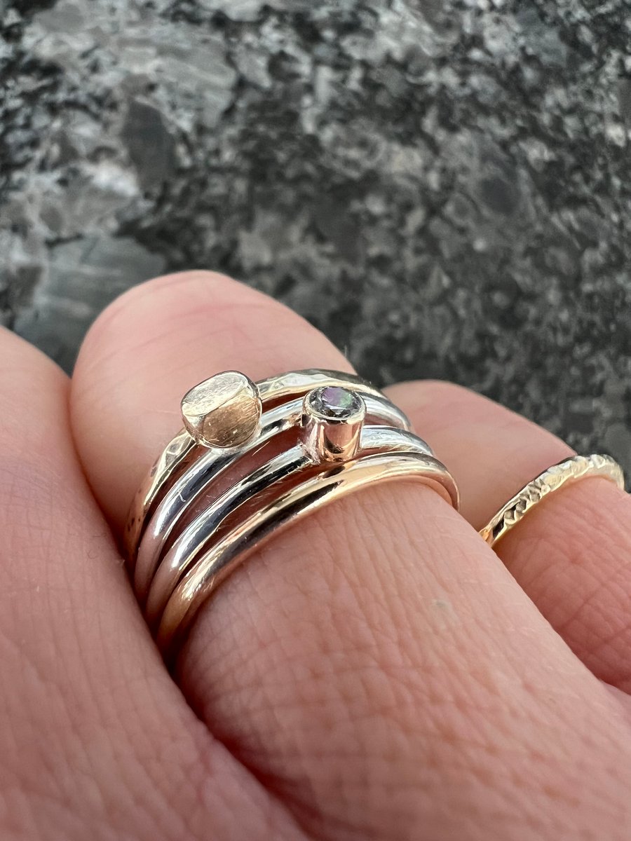Gold and Silver Stacking Rings - delicate and elegant - size O
