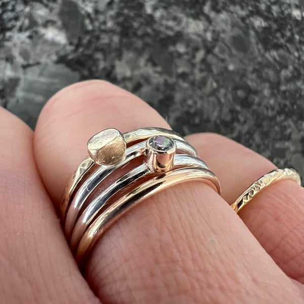 Gold and Silver Stacking Rings - delicate and elegant - size O