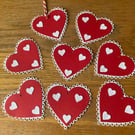 Handmade Red & white heart gift tags