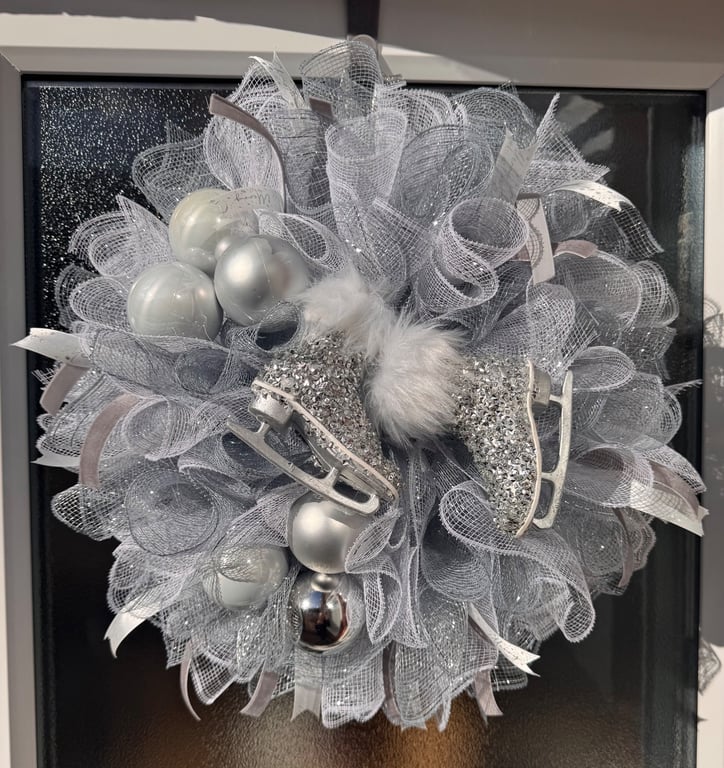  Luxury Handmade Silver & White ice skate Christmas Wreath