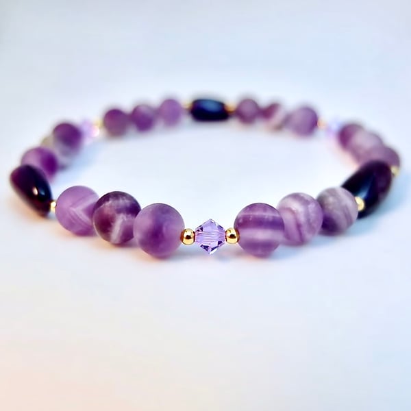 Amethyst & Crystal Bracelet, February Birthstone, Anniversary, Gifts For Her.