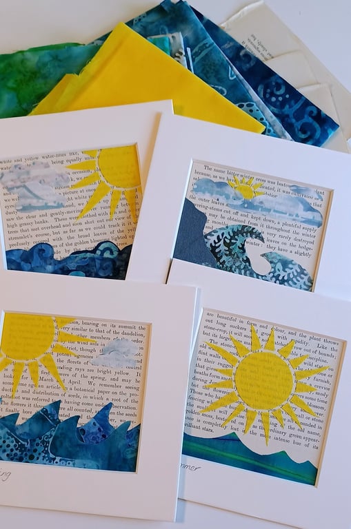 Spring, Summer, Autumn & Winter Collages, Set of 4 Pictures with mounts