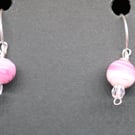 Pink Swirl glass bead earrings