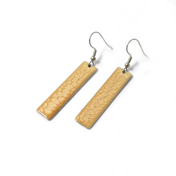 Golden yellow minimalist dangle earrings, lightweight colourful earrings