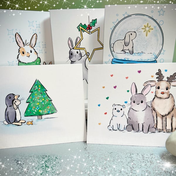 Willow Grove designs 2022 Bunny Christmas cards 5 pack