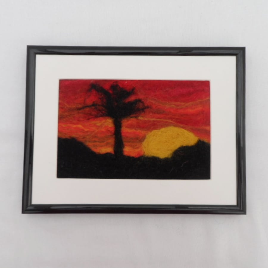 Felted Picture "Setting sun" - REDUCED