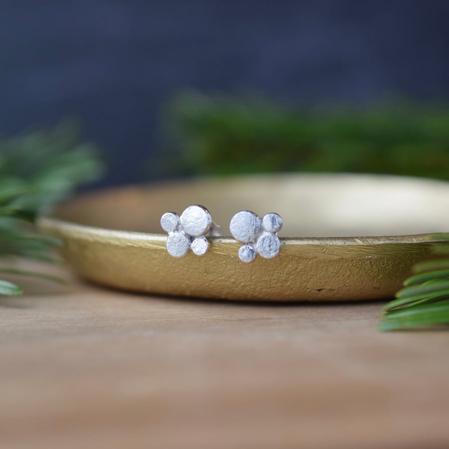 Sterling Silver Pebble Stud Earrings - Handmade Jewellery