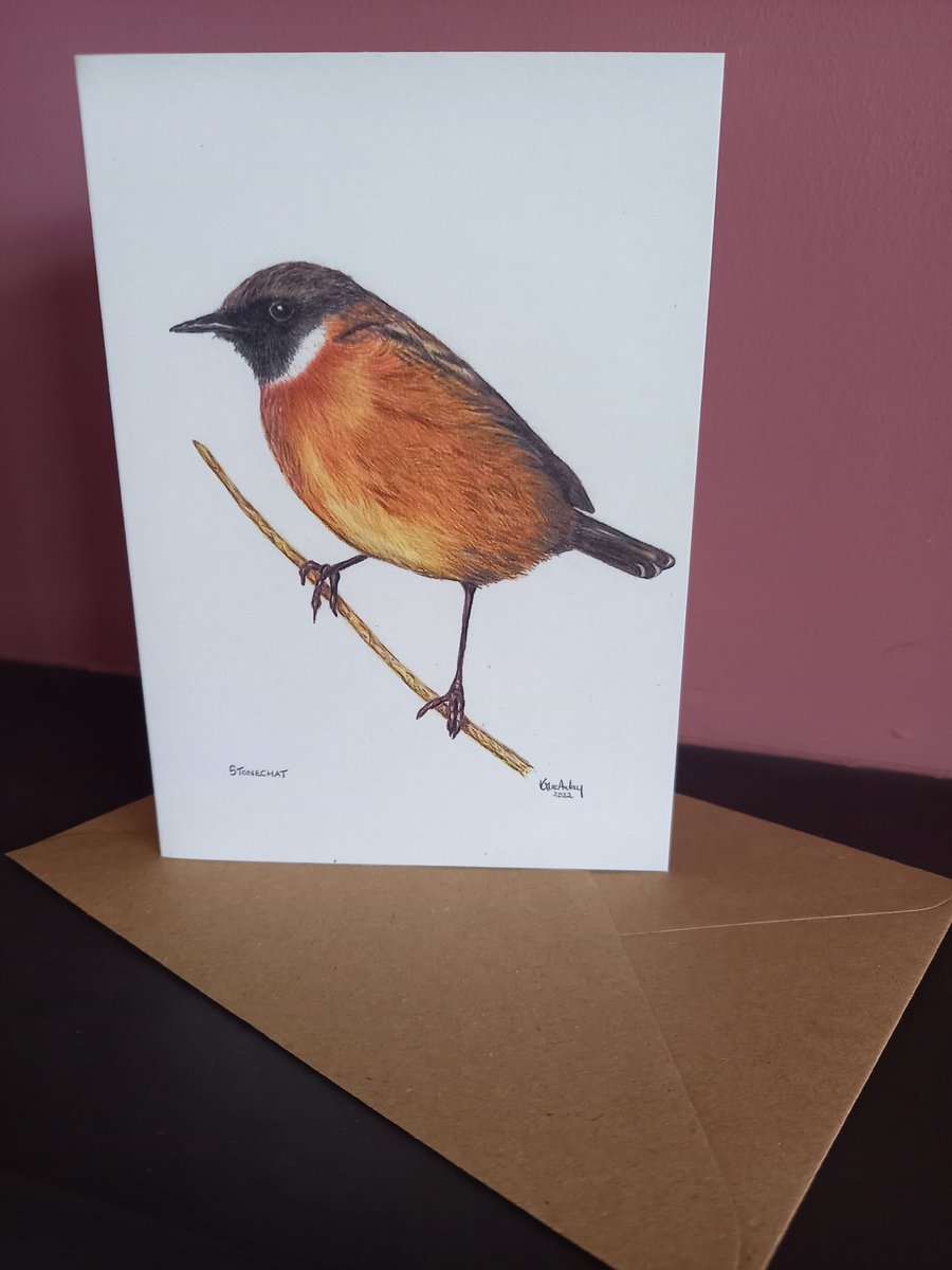 Stonechat Greetings card 