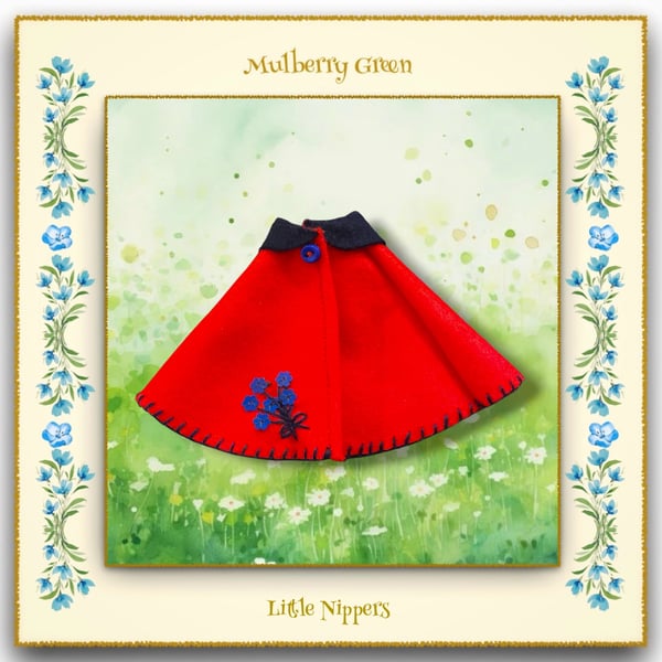 Little Nippers' Embroidered Red and Navy Cape 