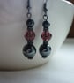 HEMATITE AND AMETHYST DROP EARRINGS.  746 - Image 2