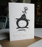 Bouncing Penguin - lino cut print Christmas card - Image 2