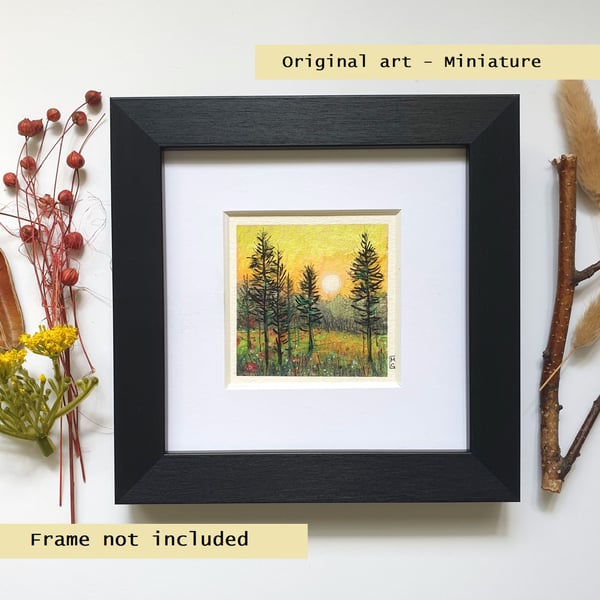 Miniature landscape painting - Sunset Scene