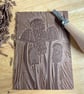 Mushroom Linoprint: Hand-Burnished Autumn Wall Art - Image 5