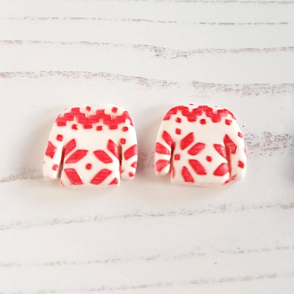 SMALL Nordic or Scandi Christmas Jumper earrings CHOOSE YOUR STYLE