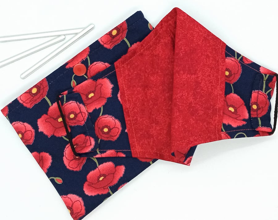 Poppy shaped Face mask and pouch