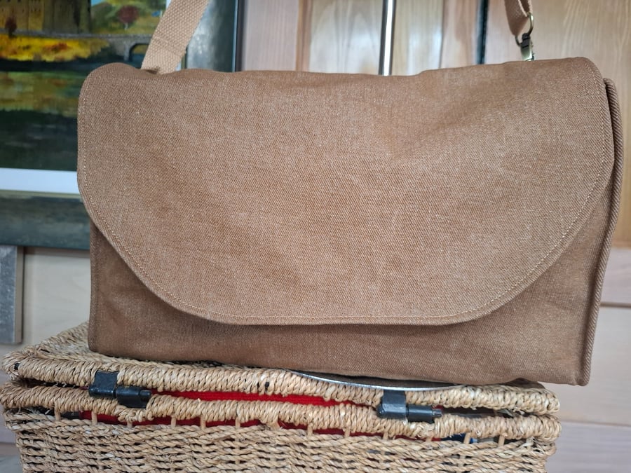 Sandy brown messenger bag