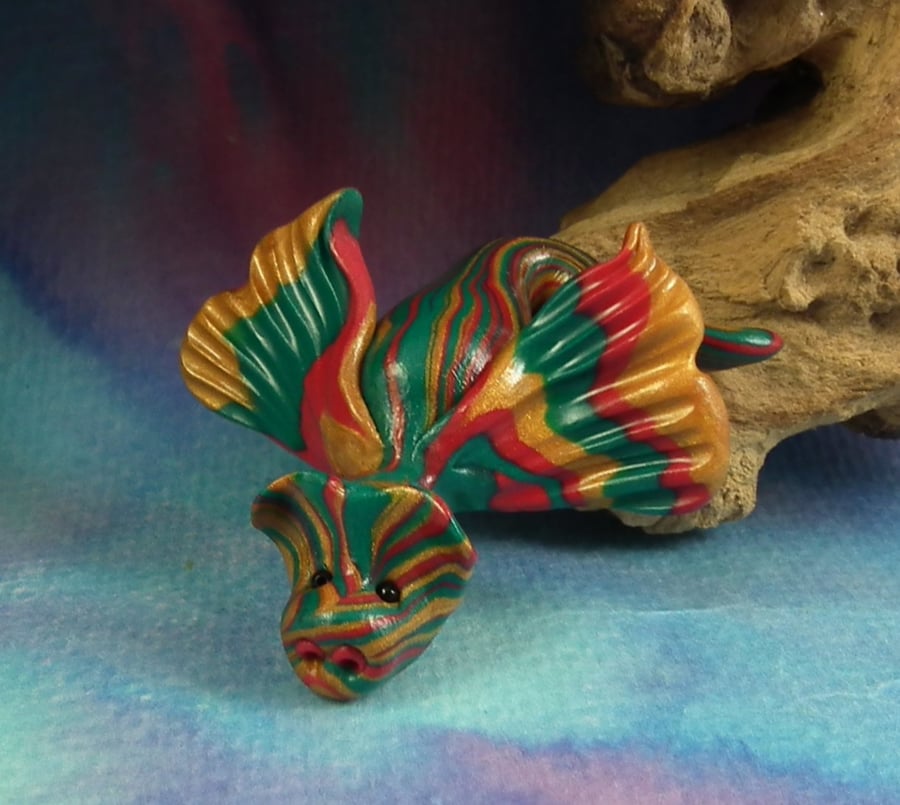 Tiny Elemental Fire Dragon 'Firenza' OOAK Sculpt by artist Ann Galvin