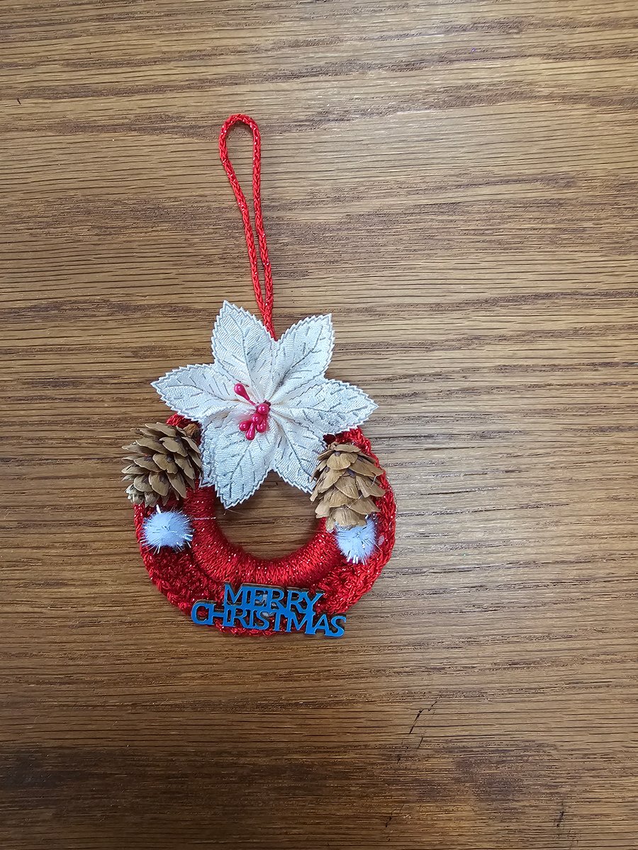 Diane's Classic Poinsettia and Pine Cone Wreath