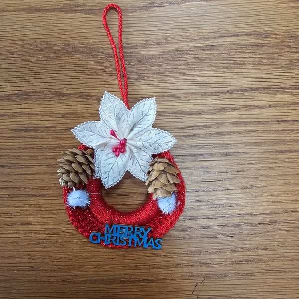 Diane's Classic Poinsettia and Pine Cone Wreath