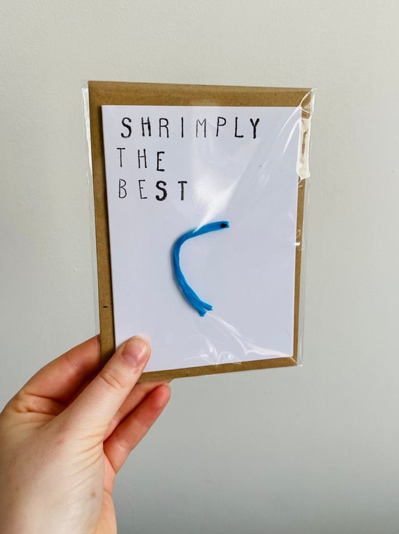 Beach Waste Greetings Card A6 - Shrimply The Best