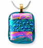Dichroic Glass Pendant 277 Pink Emerald Handmade with gold plated chain - Image 4
