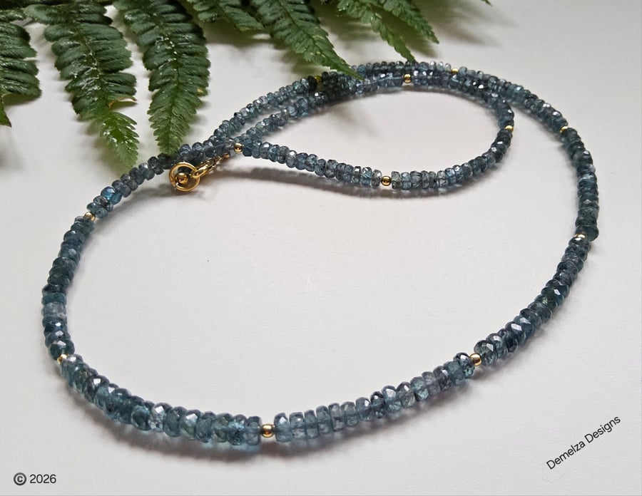 AA Grade Green Kyanite Gold Vermeil Necklace 