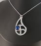 Sterling Silver Lapis Lazuli Pierced Teardrop Necklace (SKU201025D) - Image 8