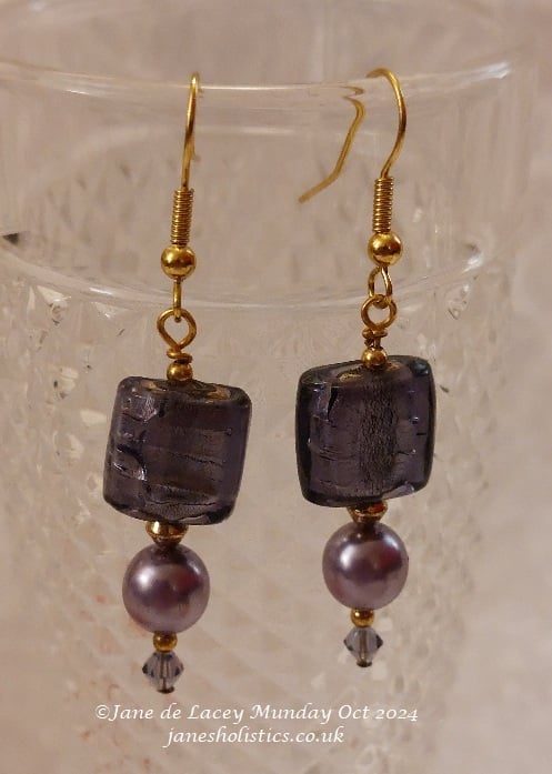 Purple beaded drop Earrings