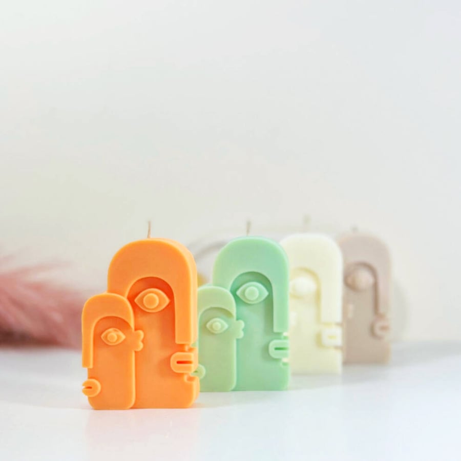 Moaie Face Shape Candles - Abstract Face Candle -  Aesthetic Soy Candles
