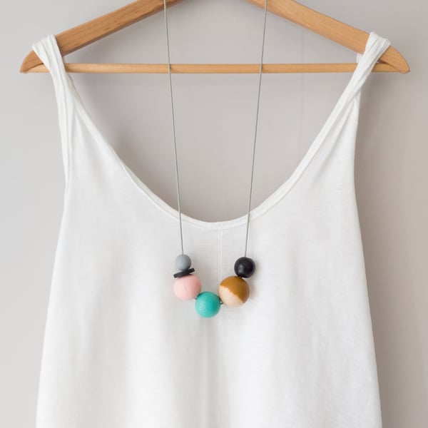 Dixi - Bubblegum colours - pale pink, turquoise, black, mustard and grey